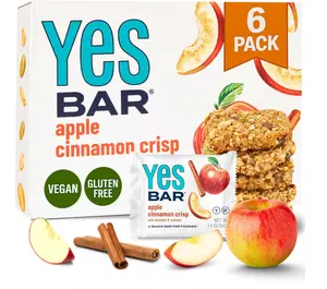 The YES Bar Apple Cinnamon Crisp – Plant Based Protein, Decadent Snack Bar – Vegan, Paleo, Gluten Free, Dairy Free, Low Sugar, Healthy Snack, Breakfast, Low Carb, Keto Friendly (Pack of 6)