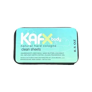 KAFX Body Clean Sheets Natural Hard Cologne Unisex Perfume with Beeswax & Shea Butter Alcohol Free 0.5 oz Tin Long Lasting Fragrance Solid Form