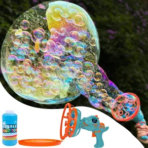 004-P  Electric Dinosaur Bubble Machine Gun for Kids Ages 4-8, Big Dino Bubble Blaster with Bubble in Giant Bubble Design, Outdoor Backyard Toys Fun for Toddlers 1-3-5 Birthday Parties
