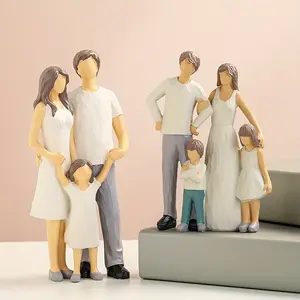 3-Person Family Statue - Parents and Daughter - Hand-Painted Decoration - Room Ornaments - Anniversary, Birthday Gift