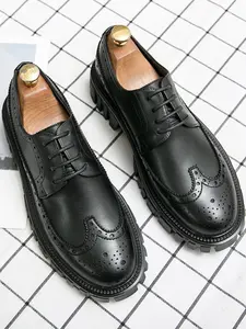 Men's Fashionable Brogue Decor Lace Up Oxfords, Casual Comfortable Breathable Shoes for Daily Wear, Male All-match Shoes for Daily Wear