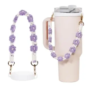 Owala & Stanley Adjustable Water Bottle Strap - Universal Handle 12-40oz with Non-Slip Silicone Grip for Gym, Hiking, and Work Drinkware Black-Handle