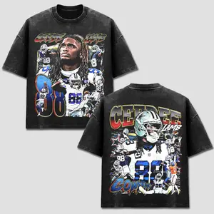 CeeDee Lamb 88 T-Shirt, Cowboy Team Football Tee, DAL Americas Team Merch, Star Helmet Graphic Apparel, Wide Receiver Retro 90s Bootleg Sports Wear, American Football Fan Heritage Gift, Men Women Heavyweight Oversized Black Acid Wash Clothing