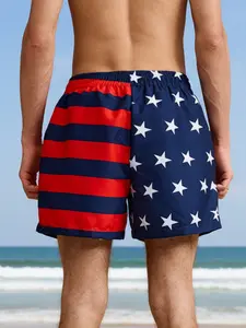 Men's Quick-Dry Beach Pants, Star Print Sport Swim Trunks, Surfing Running Hiking, Breathable Durable Summer Essential