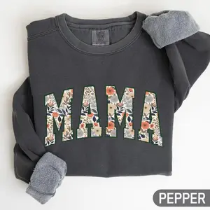 Mama Sweatshirt, Floral Mama Shirt, Pregnancy Announcement, Girly Aesthetic Gift For Mom, Mom Life Sweaters, Mothers Day Gift Comfort Colors