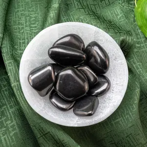 Down To Earth Shungite Tumbled Stones 0.75"-1.25" Polished for Chakra Activation Detoxification & Aura Purification Scorpio Cancer Pisces Signs