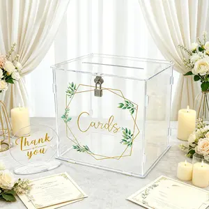 Acrylic Wedding Card Box with Slot & Lock Clear Envelope Gift Box for Party, Anniversary, Graduation & Baby Shower Decor Home Decor Home Storage