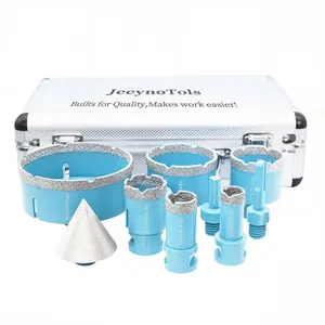 9PCs Dry Diamond Hole Saw Drill Bits Set, High-Quality, Family Daily Used,  Drill Bits & 50mm Beveling Chamfer Bit & 2PCs Adapters, For Ceramic, Tile, Marble, Porcelain 5/8-11 Thread, Core Drill, Dry Tile Drill, Diamond Tile Bit Power Tool Cutting