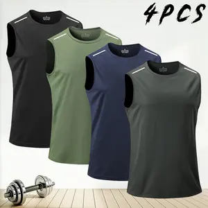 4-pack sleeveless sports top, trendy athletic style, made with skin-friendly breathable material, suitable for both gym workouts and outdoor jogs, excellent value for money Fitness Outfits Exercise Activewear
