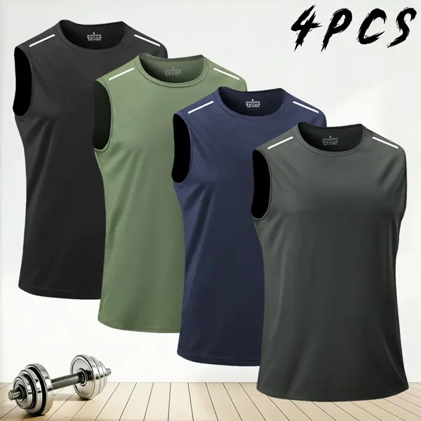 4-pack sleeveless sports top, trendy athletic style, made with skin-friendly breathable material, suitable for both gym workouts and outdoor jogs, excellent value for money Fitness Outfits Exercise Activewear