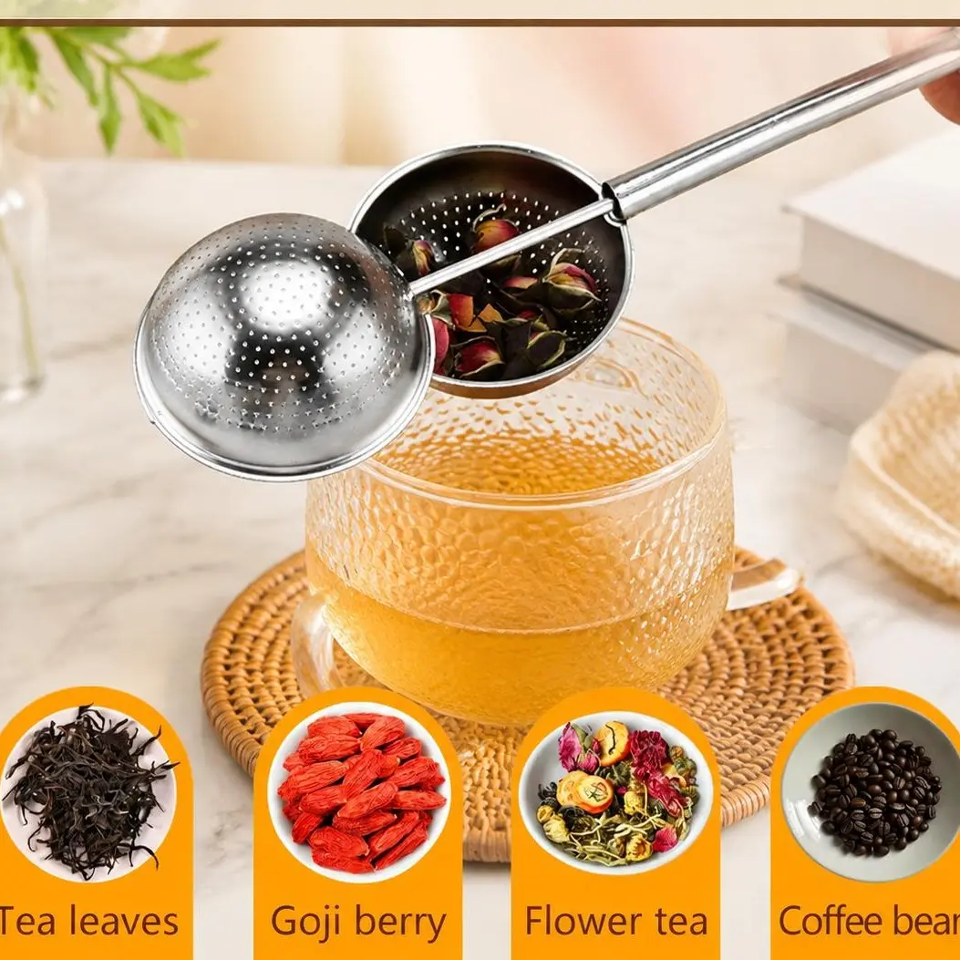 Tea Ball Tea Infuser for Loose Leaf Tea, Stainless Steel Fine Mesh Tea Strainer with Retractable Long Handle, Reusable Metal Tea Steeper for Loose Tea, Black Green Herbal Tea