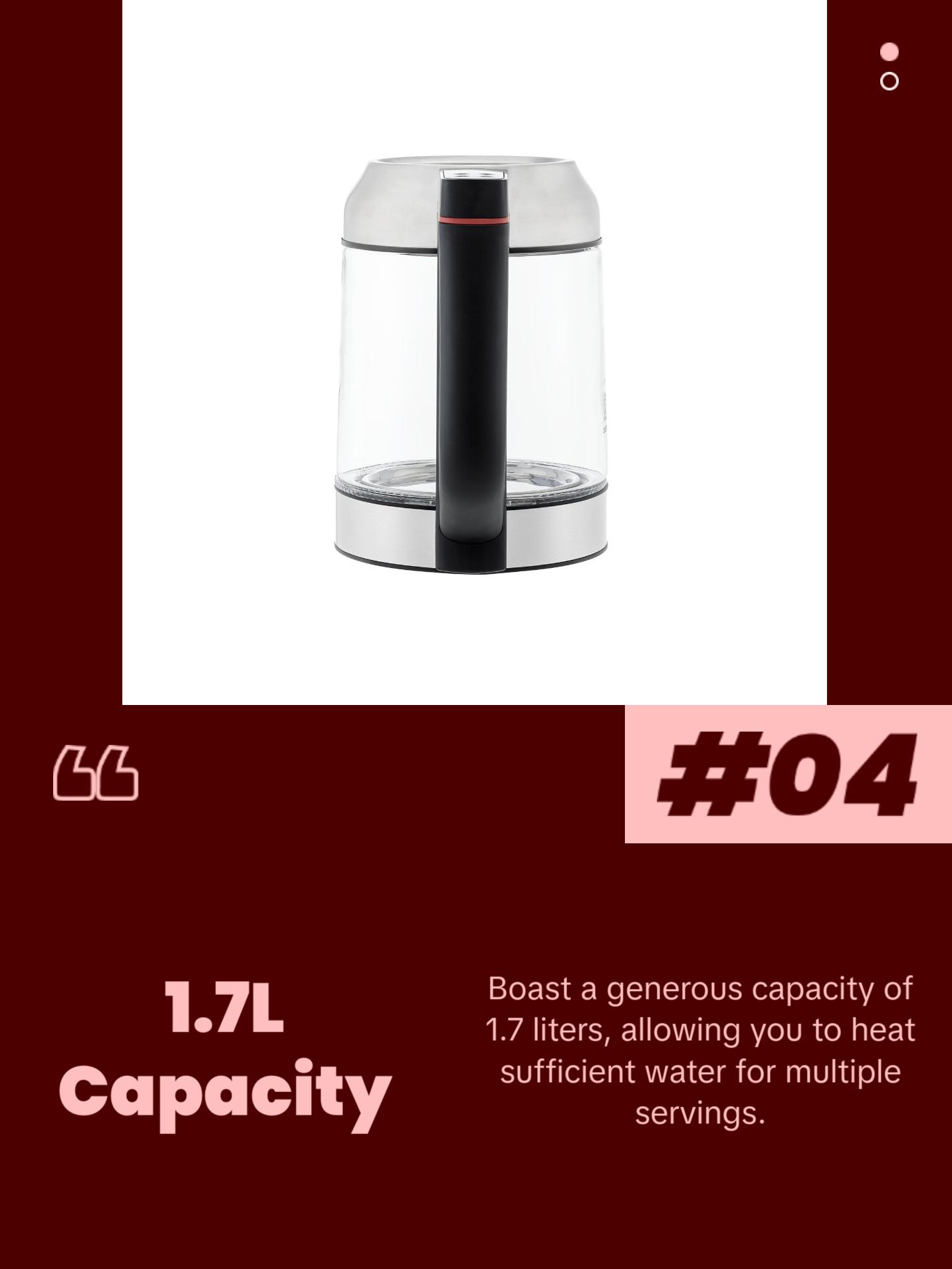 CUCKOO Electric Glass Kettle | Boil Water Fast, Stylish, Heat-Resistant Glass, Steel, with Tea Infuser Included (CK-G170BS)