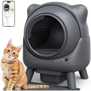 Self-Cleaning Cat Litter Box, Automatic Cat Litter Box, Deodorizing Cat Litter Robot, Cat Ear Design, 65L App Real-Time Monitoring, Suitable for Multiple Cats, Safety Sensor, Comes with 1 Trash Bag
