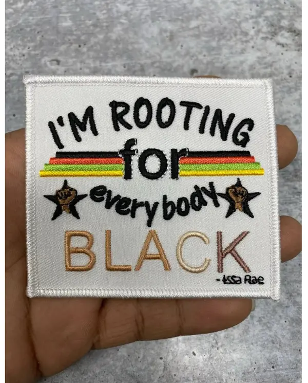 Patch Party Club, 1-pc, "I'm Rooting for Everybody Black" Iron-on Embroidered Patch, Size 4" x 4", Empowerment Badge, DIY Applique for Clothing