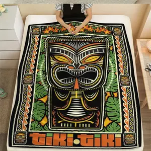 Vintage Style Maya Symbol Flannel Throw Blanket, Soft Warm Digital Print, Ideal for Sofa Bed Office Travel, All-Season Comfort