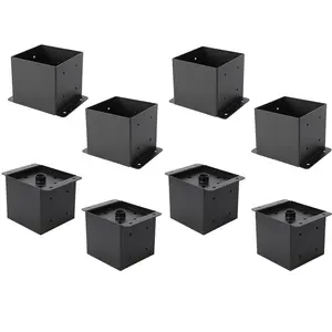 Garvee post base for concrete wood deck, 8 pieces metal 6x6 post brackets for concrete, powder-coated steel post anchor for deck railing, support deck base, post support bracket
