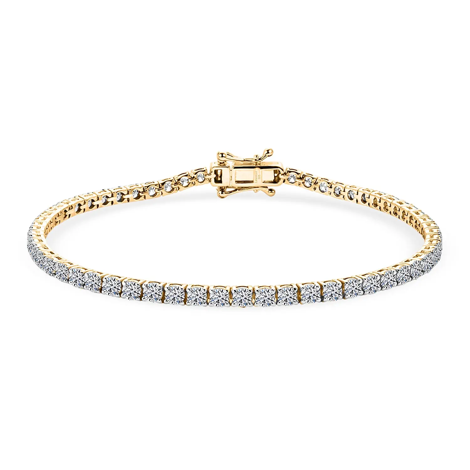 D'Joy Lab Grown Diamond (I1) Iconic Tennis Bracelet in 18K Vermeil YG Over Sterling Silver (7.25 In) 3.70 ctw