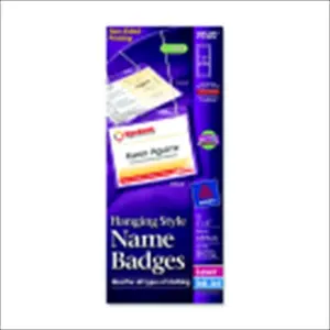 Avery 1054737 Name Badge Kit For Laser Or Inkjet Printers - 7.6 Mil Thickness, PVC Free Vinyl, White, Pack Of 50
