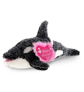 DOLLIBU Polyester Embroidered Heart Plush Killer Whale Stuffed Toy - Super-Soft Stuffed Animal, Mothers Day Gift