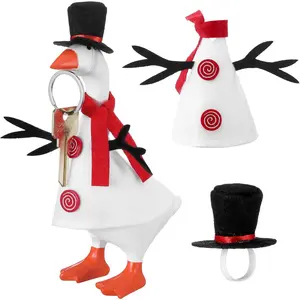 Mini Desk Goose Outfit 7inch Magnetic Silly Goose Statue Keychain Clothes Costume for Table Desk Key Holder Decoration