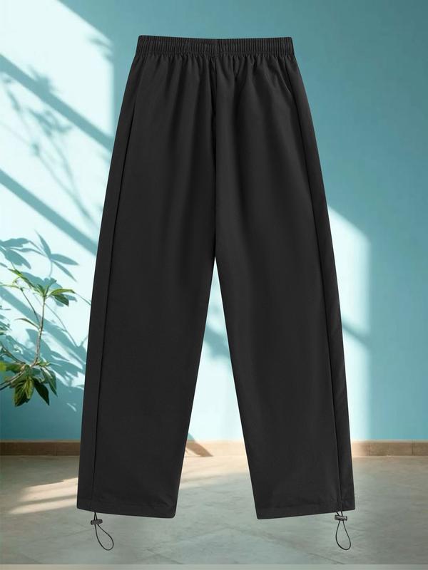 Men's Sport Pants Side Pocket Drawstring Design, Printed Running Pants Quick-Dry Breathable, Fitted Outdoor Sports Long Pants, Active Gym Pants