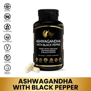 Coco March N.M.D Ashwagandha with Black Pepper Vegan Supplement for Stress Balance & Sleep 120 Capsules