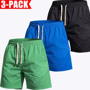 3-pack men’s elastic-waist waterproof shorts, quick-dry versatile outdoor travel shorts, men’s casual shorts, elastic fitness shorts, mountaineering apparel, summer jogging shorts, beach shorts
