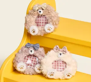 Cute Plush Badge Display Protective Cover, Fluffy Bag Charm That Holds Keys & More, Stylish Cute Multi-Purpose Plush Accessory with Bow & Heart Design Fits Bluetooth Earphones Too