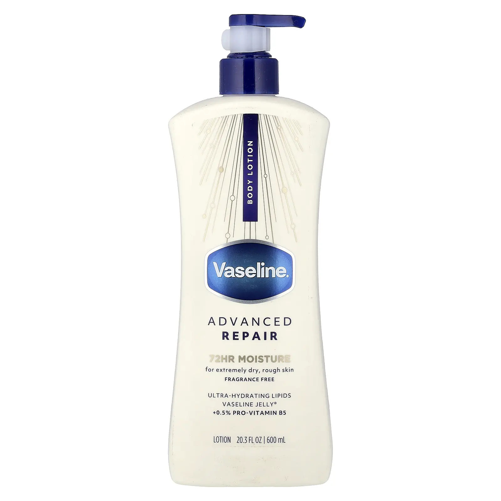 Vaseline Advanced Repair Body Lotion, Fragrance Free, 20.3 fl oz (600 ml)