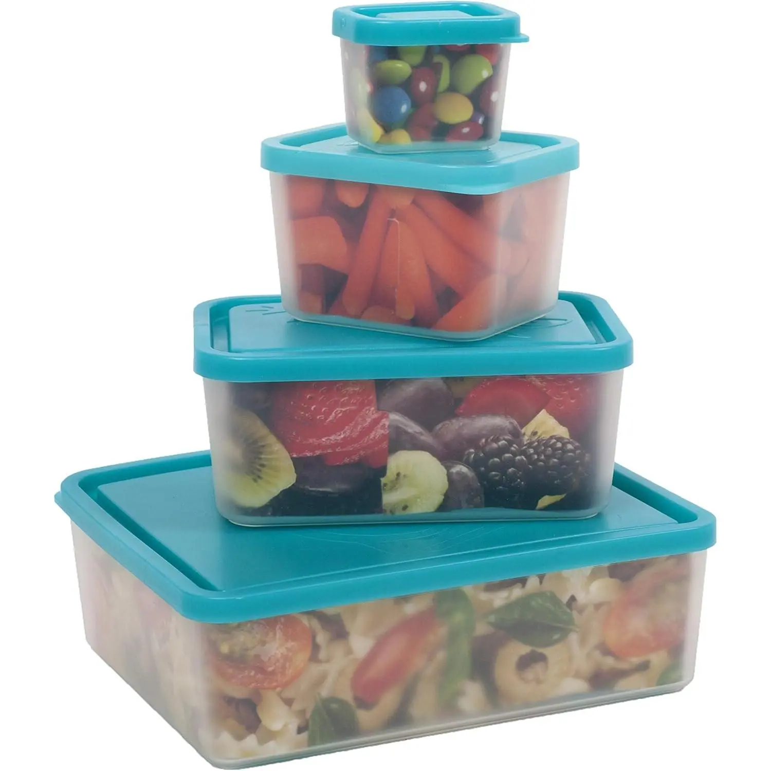 Bentology Reusable Lunch Containers - Set of 4 Microwave Safe, Meal Prep Containers, Pack Food, Snacks & Sauces in Leak Proof Compartments w Lids