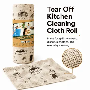 Tear Off Kitchen Cleaning Cloth Roll,  20 Count Reusable Cloth Towel Sheets, Multi-Purpose Cleaning Rags for Countertop, Sink, Stove and Table