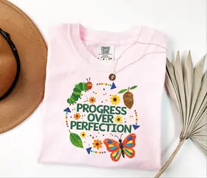 Comfort Colors Cute Teacher Shirt, Progress Over Perfection, Back to School Shirt, Elementary School Teacher Shirt