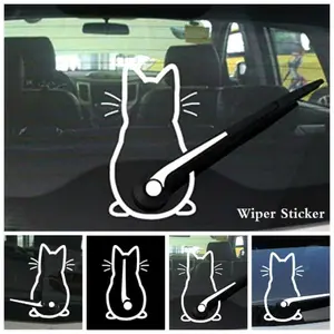 Cute Cat Design Car Sticker, 1 Count Car Window Wiper Decals, Rear Windshield Sticker, Creative Decals for Car Window, Car Exterior Accessories, Sticker For Cars