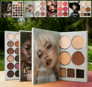4 Layer Makeup Book Palette - All-in-1 Travel Makeup Kit with Eyeshadow, Blush, Highlighter & Lips | Portable Gift Set, TikTok Viral Beauty, Holiday Stocking Stuffer