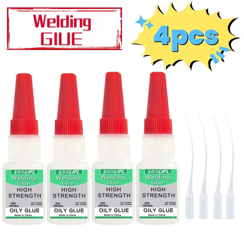 4pcs Oil-Based High Bond Adhesive, High-Strength Super Strong Adhesion Instant Glue, Long Lasting Adhesive Quick Glue, Shoe Glue, Glue For Shoes, Metal Glue, Rock Glue, Suitable for Plastic, Wood, Rubber, Glass Repair