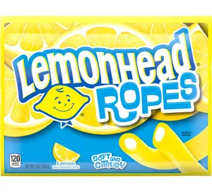 Lemonhead Ropes, Candy, Lemon, Tart and Citrusy, Soft and Chewy, 9 oz