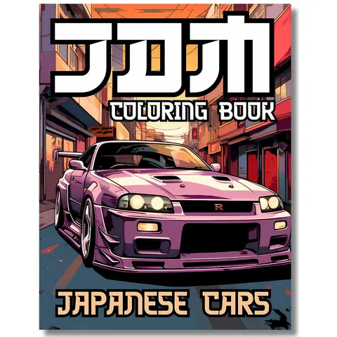 Adult JDM Coloring Book - Special Edition Paperback, Over 50 Car Designs, Classic to New JDM Vehicles, 11x8.5in English Landscape Art, Pure White Clarity, Easy-to-Color Pages, Stress Relief Tool, Essential for Enthusiasts