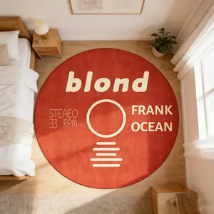 Vintage Vinyl Record Round Rug, Artistic Blonde Album Bedside Mat, Washable Hand-Wash Decorative Carpet, Ideal Gift for Friends