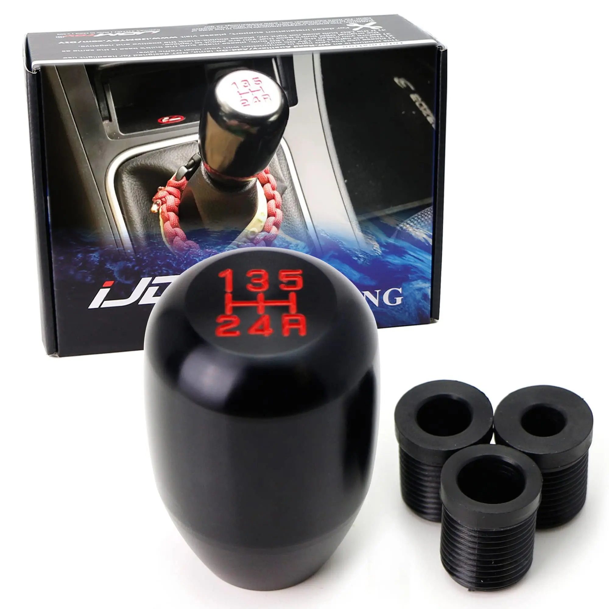iJDMTOY JDM Style 5-Speed Manual Shift Knob For Acura Honda Toyota Lexus Scion Mazda Mitsubishi Nissan Infiniti, etc (Black)
