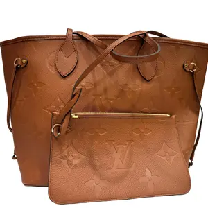 Pre-owned Louis Vuitton Monogram Empreinte Leather Tote Bags Neverfull MM Tote Bag in Cognac