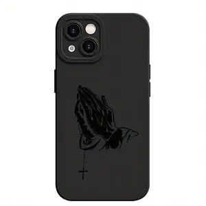 Angel Eyes Soft Phone Case with Palm Cross Pattern UV Printing Matte Phone Cover 360 Degree Full Protection for Iphone 11 12 13 14 15 16 17  Pro Max 15 XR X/ XS 7 8 Plus SE Mini for Smartphone