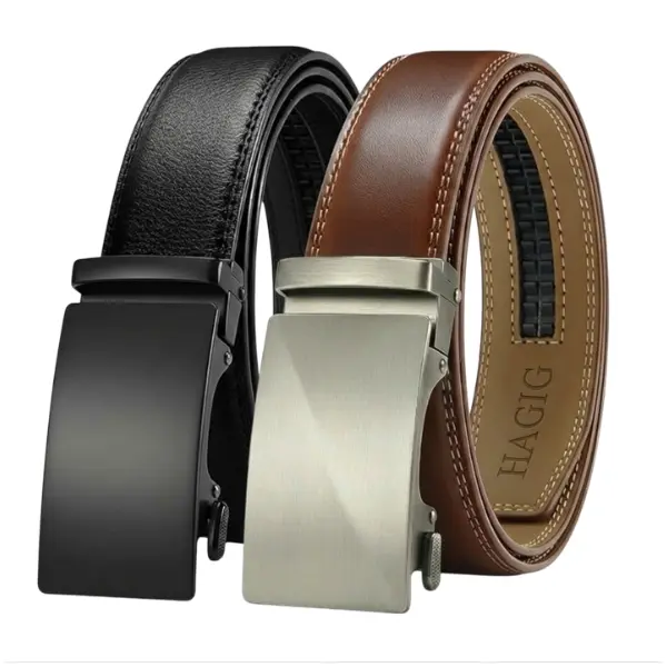 HAGIG Leather Ratchet Belt Men 2 Pack - Customizable Fit, Effortless Style (35mm)