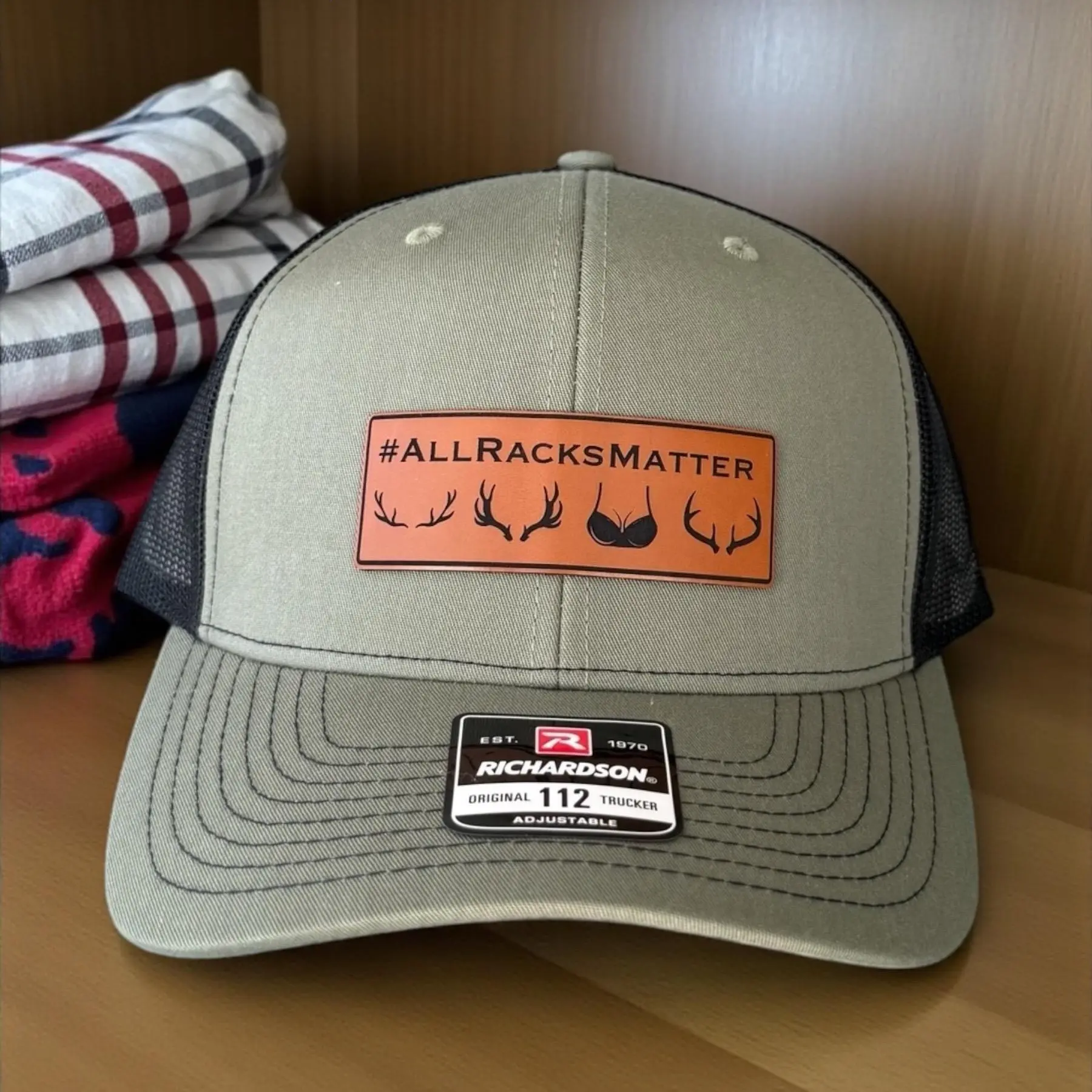 All Racks Matter Leather Patch Hat, Hunting Trucker Hat, Gift for Hunter Husband, Gift For Boyfriend