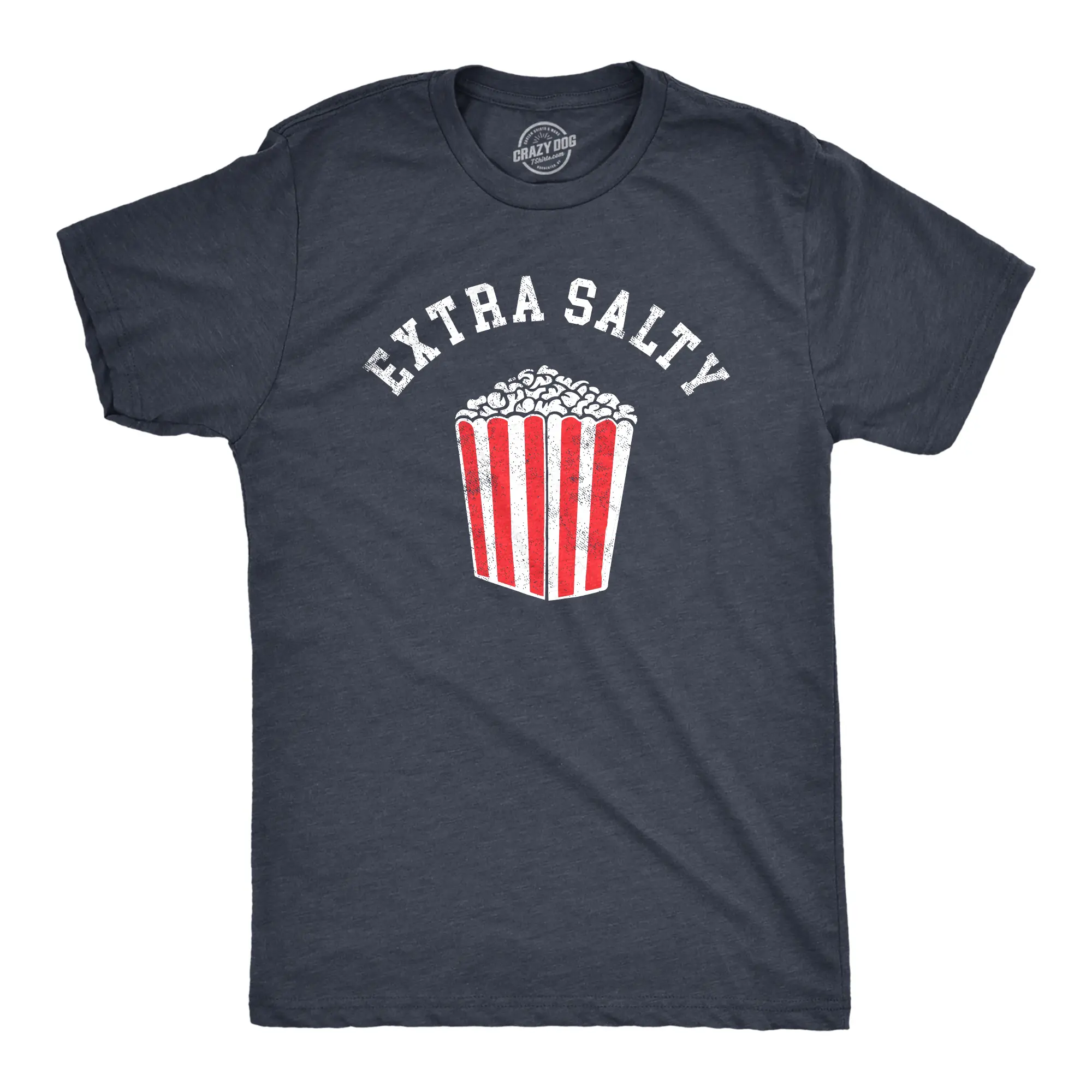 Mens Extra Salty T Shirt Funny Large Popcorn Upset Mad Joke Tee for Guys Mens Funny T Shirts Cool Vintage Fashion T-Shirt Gift Classic Menswear Sarcastic Apparel for Men Funny Food Short Sleeve Novelty Tees for Navy -