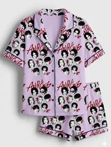 Trendy Kpop Arirang 2026 Pajama Set Tour Edition Graphic Top Women's Custom Fan Collection Streetwear Vintage Inspired Soft Cotton Casual Shirt