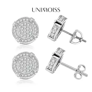 UniMoiss Circle Shape Earrings Screw Back Butterfly Back VVS Moissanite Stud Earrings Jewelry Perfect Birthday Engagement Mother’s Day Gift for Men Women Wedding Set