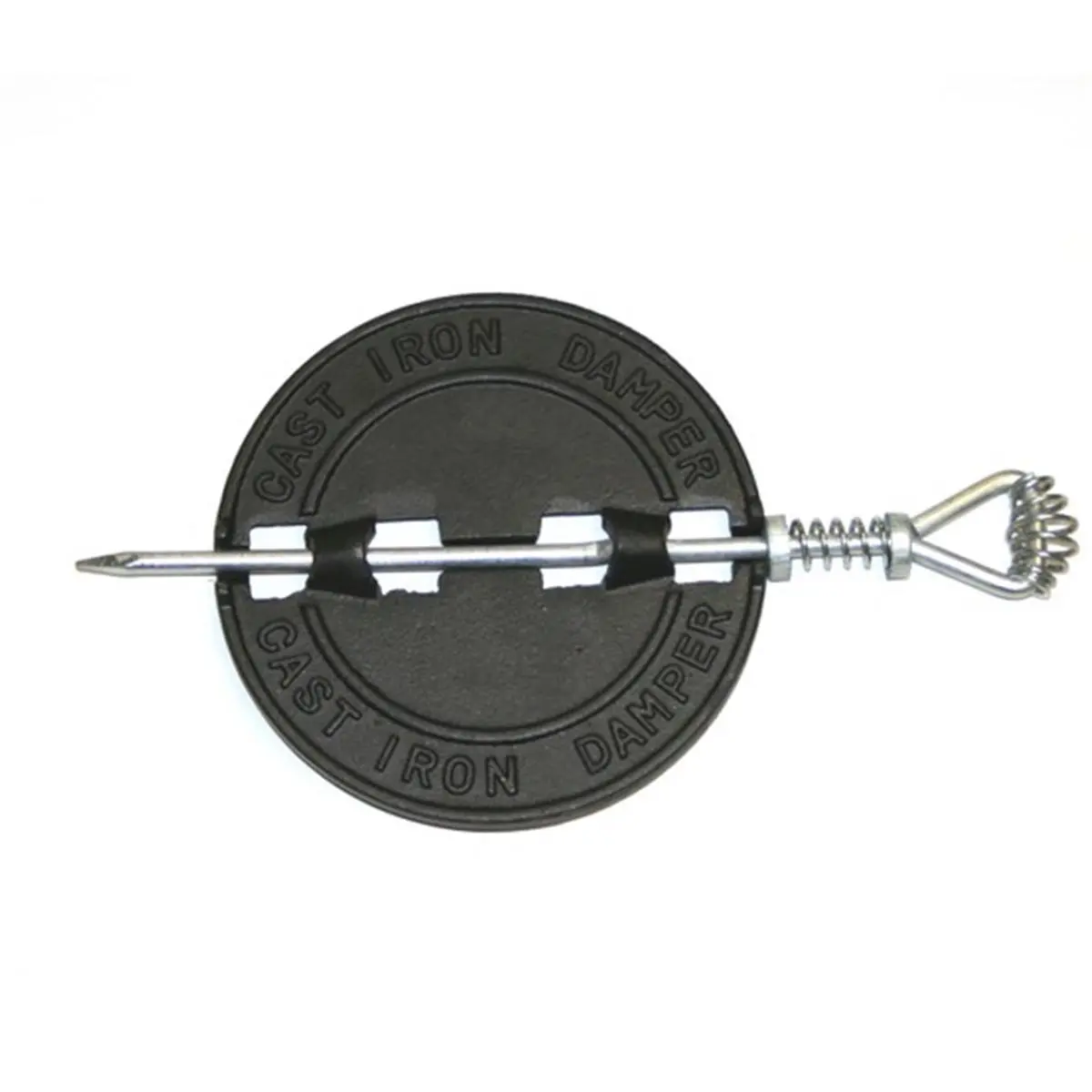 212 MAIN 8 in. Cast Iron Wood Stove Damper, Heavy Duty, Spring Loaded, Removable Steel Triple Wall Shaft