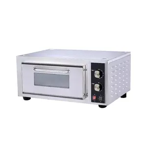 Hakka Commercial Countertop Stainless Steel Electric Pizza Oven, 2200W Single Deck with Double Heating Elements, 0-30 Min Timer, Glass Viewing Window, 125-750°F Even Heat for Restaurant, Bar