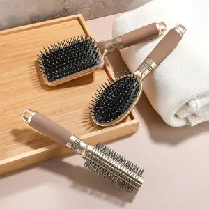 3pcs Comb, air cushion comb, household men's and women's airbag massage comb, inward button hair styling comb, Maillard curly hair comb Detangler Brush Brown
