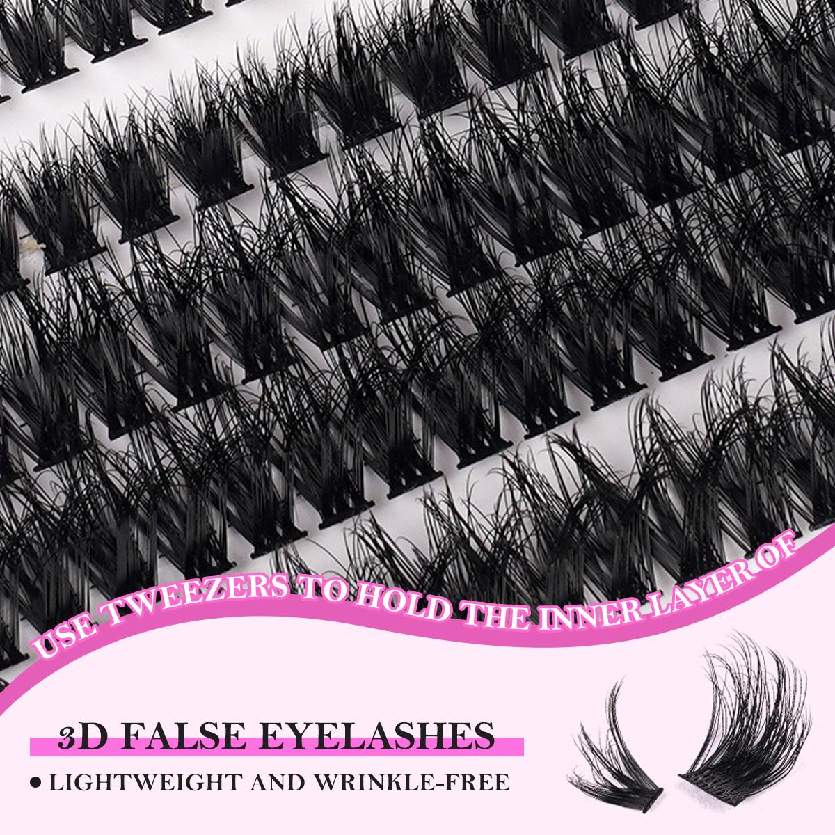 Flare Lashes Kit - 280 Clusters Individual Lash Extensions (9-15mm), Invisible Band Natural Fluffy, with Bond Seal Eyelash Glue, Lash Remover & Tweezers, Waterproof Long-Lasting DIY for Beginners